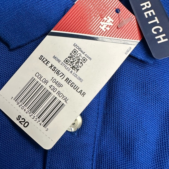 Izod Boys Performance Stretch Short Sleeve Polo Shirt in Royal New With Tags - Picture 2 of 2
